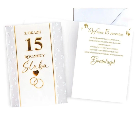 Karnet Rocznica ślubu 15 - Kukartka