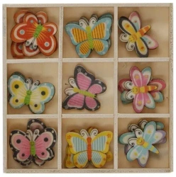 Drewniane dekoracje w pudełku mix wzorów 27szt - Titanum