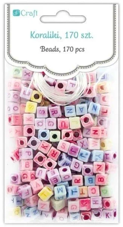 Koraliki literki kolorowe na białej bazie 40g - Dalprint