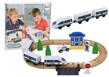 Drewniany pociąg z akcesoriami - Leantoys