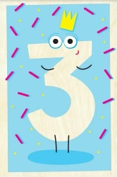 Drewniana kartka urodzinowa - Trzecie urodziny - Milin