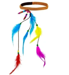 Opaska hipiska z koralikami i piórkiem - Widmann