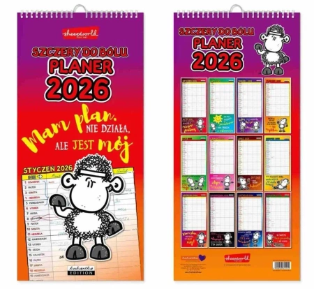 Kalendarz 2026 ścienny planer Sheepworld szczery - Kukartka
