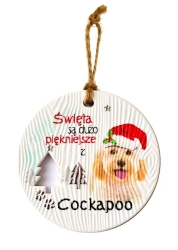 Zawieszka ceramiczna Boże Narodzenie Cockapoo - Kukartka
