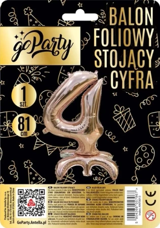 Balon foliowy stojący 4 rose gold 81cm - GoParty