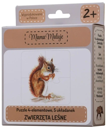Puzzle 4-elementowe Zwierzęta leśne - Mama Maluje