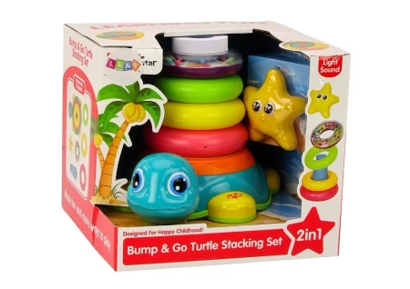 Piramidka jeżdżący żółwik 2w1 światła dźwięki - Leantoys