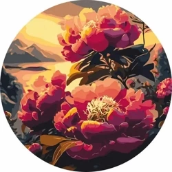 Malowanie po numerach okrągłe - Różowy kwiat 40cm - Twoje Hobby