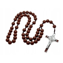 Różaniec plastik duży paciorek brąz - Art Sacrum