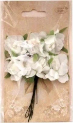 Kwiatki materiałowe białe 3cm 6szt - Galeria Hobby