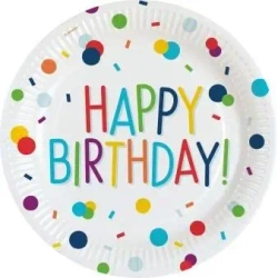 Talerze owalne papierowe Happy Birthday 23cm 8szt - Amscan