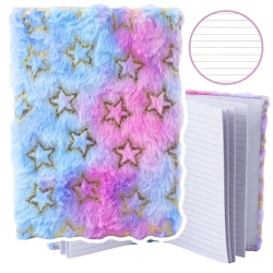 Notatnik pluszowy A5/80K linia Złote gwiazdki - Leantoys