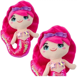 Syrenka pluszowa z ogonem w cekiny różowa 28cm - Leantoys