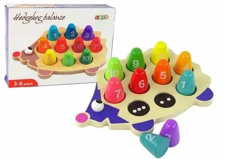 Drewniany jeż edukacyjny 10 pionków - Leantoys