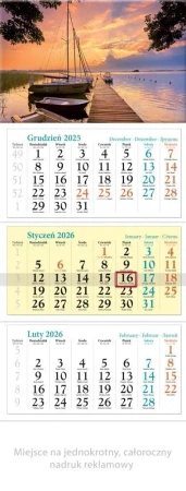 Kalendarz 2026 ścienny trójdzielny Mazury - Lucrum