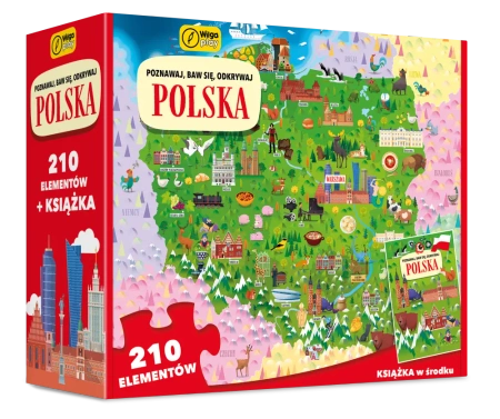 Książka i puzzle Poznawaj, baw się, odkrywaj Polska 210 elementów - Irena Trevisan
