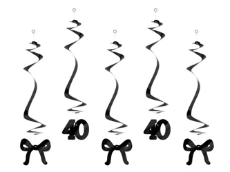 Świderki 40 z kokardkami czarne 50cm 5szt - PartyDeco