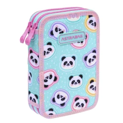 Piórnik podwójny bez wyp Astrabag Minty Pandas AC2 - ASTRA papiernicze