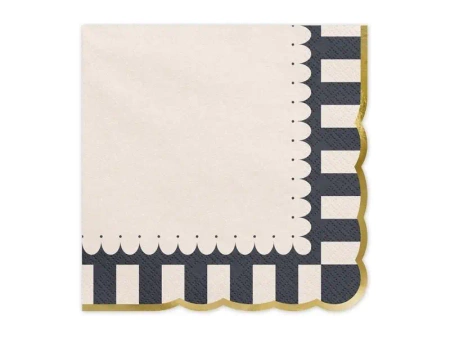 Serwetki ze złotym brzegiem 33x33cm 12szt - PartyDeco