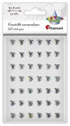 Kryształki samoprzylepne Serca srebrne 42szt - Titanum