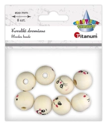 Koraliki drewniane emotki 8szt - Titanum