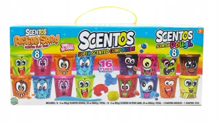 Zestaw Pachnąca ciastolina (8 sztuk) + piasek kinetyczny (8 sztuk)