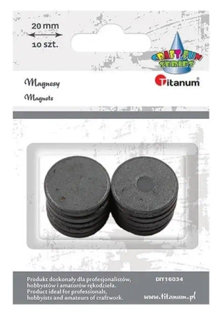 Magnesy okrągłe czarne 20mm 10szt - Titanum