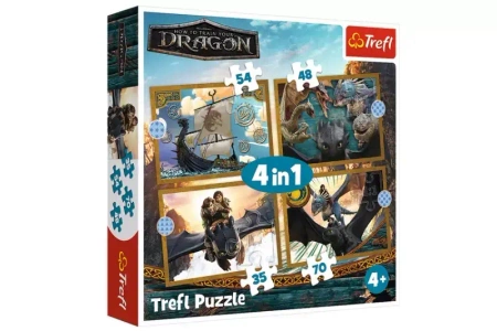 Puzzle 4w1 Jak wytresować smoka, Smocze dni TREFL