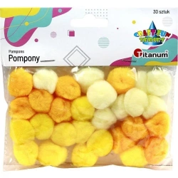 Pompony akrylowe 25mm żółte 30szt - Titanum