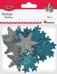 Naklejki piankowe brokatowe śnieżynki mix 12szt. - Titanum