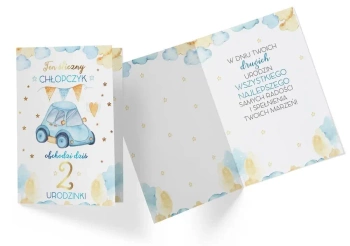 Karnet PR-320 Urodziny 2 chłopiec - Kukartka