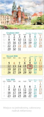 Kalendarz 2026 ścienny trójdzielny Kraków - Lucrum