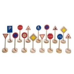 Drewniane znaki drogowe zestaw do zabawy - Goki