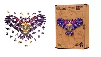 Puzzle drewniane eko 120 Magiczna sowa A3 - PuzzleOK