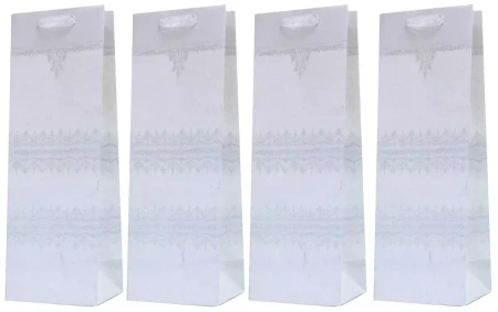 Torebka Lux 12x36x10cm brokat biała ROZETTE