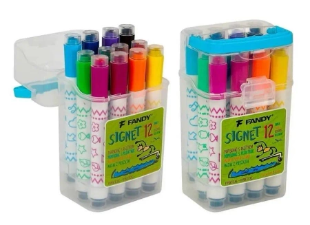 Marker Signet z pieczątką 12 kolorów - Fandy