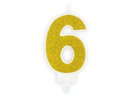 Świeczka urodzinowa 6 złota 7cm - PartyDeco