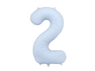 Balon foliowy cyfra 2 86cm mglisty niebieski - PartyDeco