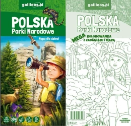 Polska Parki Narodowe - mapa + mega kolorowanka - praca zbiorowa