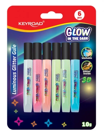 Klej brokatowy fluorescencyjny 10ml 6 kolorów - Keyroad