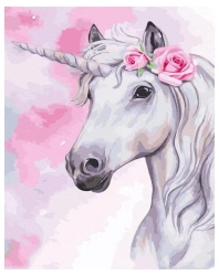 Malowanie po numerach - Biały jednorożec 40x50cm - Twoje Hobby