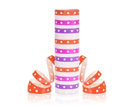 Serpentyna Groszki i paski różowo-czerwone 18p/4m - Godan