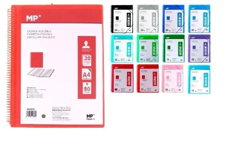 Teczka na spirali A4 z 20 koszulkami z gumką MIX - MP Main Paper