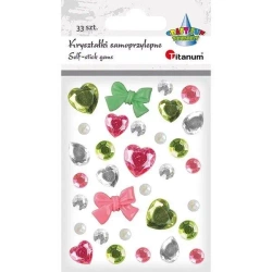 Kryształki samoprzylepne zielony różowy mix 33szt - Titanum