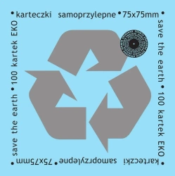 Karteczki samoprzylepne eko 75x75mm 100K błękitne - Ziemia Obiecana