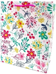 Torebka ozdobna matowa 26x32x12cm Kwiaty - Fresh