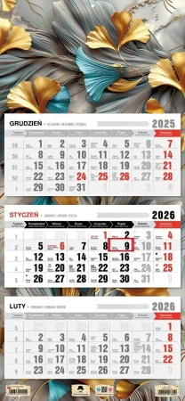 Kalendarz 2026 trójdzielny płaska główka abstrakcj - Pan Kalendarzyk