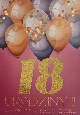 Karnet Urodziny 18 damskie - YEKU