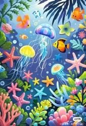 Malowanie po numerach 40x50cm Rafa koralowa - Koh-I-Noor