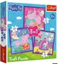 Puzzle 3w1 Zwyczaje świnki Peppy TREFL